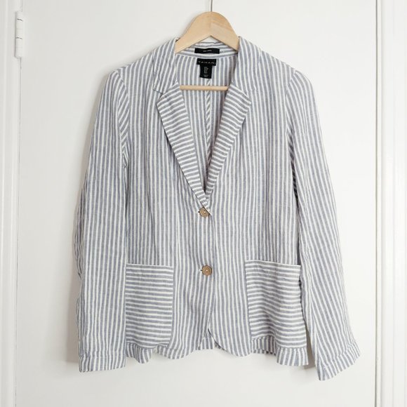 Tahari striped linen blazer - Picture 2 of 4